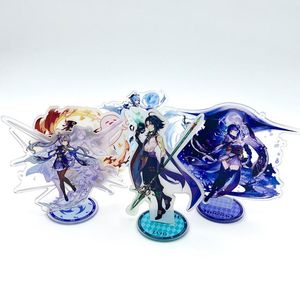 Schlüsselanhänger Spiel Genshin Impact Raiden Shogun Hu Tao Xiao Cosplay Standplatte Stehende Figur Acryl Charakter Modell Schreibtisch Dekoration GiftKeyc