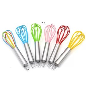 10 Inch Wire Whisk Stirrer Mixer Egg Beater Color Silicone Egg Stainless Steel Handle household Baking Tool BBA13328