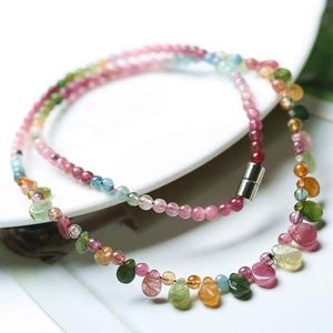 Catene Natural Colorful Tourmaline Crystal Collace Clear Bead Gemstone 3-10 mm Donne uomini Acqua Drop Aaaaachains