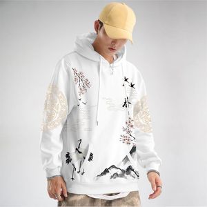 Männer Hoodies Sweatshirts Männer Chinesischen Stil Weiß Drucken Sweatshirt Tops Mode männer Frühling Herbst Männlich Casual SweatshirtsMen's