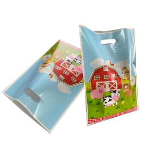 Gift Wrap Goodie Väskor för Farm Birthday Party Decoration Loot Bag Treat School Paper Cow Sheep Horse Animals Theme Supply Gift