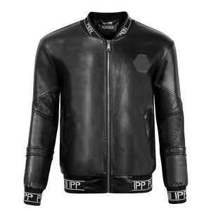 PLEIN BEAR Winter & Autumn Men Coat Jacket Slim Faux Leather Motorcycle PU Faur Jackets Long-sleeve Outerwear Coats 841599