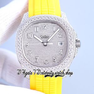 SF sf5167 Iced Out Mens Watch Cal.324 a324 Automatic 40mm Diamonds Dial Stainless Steel Diamond inlay Case Yellow Rubber Strap Super Version eternity Watches 5269