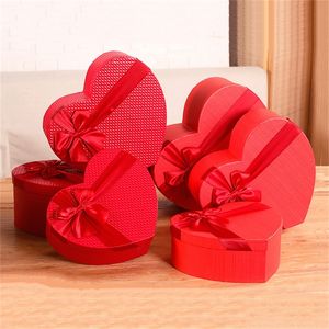 Florist Hat Boxes Red Heart Shaped Candy Set of 3 Gift Box Packaging for Gifts Christmas Flowers Living Vase 220427