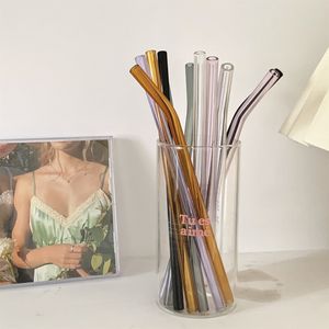 DHL -fartyg återanvändbart Eco Borosilicate Glass Drinking Straws Clear Colored Bent Straight Milk Cocktail Struals FY5155 SXJUN6