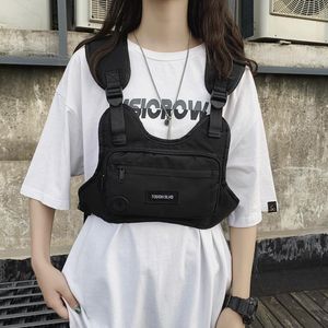 Marsupi Hip Hop Black Tactical Functional Men Chest Vest Bag Streetwear Pacchetto regolabile Zaino a spalla TechwearVita