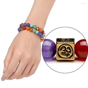 Paski z koralikami 7 Chakra Beads Bransoletka dla mężczyzn Kobiety Kamień Naturalny Uzdrawianie Lęk biżuteria Manda Yoga Meditation Prezent Fawn22