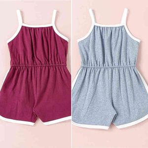 2022キッドガールロンパー女の子の服美しい幼児のスタッフホルタートップソンピースジャンプスーツパジャマガールG220510の夏の服