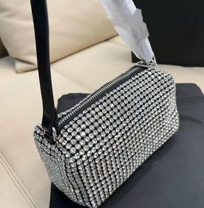 Torby na ramię worki Wysokiej jakości kobiety w pełni splecione ramię designerka dama prosta elegancja przyjęcie weselne obiad moda Crystal łańcuch Messenger Bag
