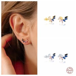 Stud Aide Sterling Silver Gold Crystal Leaf Branch Earrings Women Ear Climber Arc Shape Piercing Earring Ohrringe PendienteStud