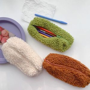 Lambswool Kalem Kutusu Kalem Kılıfı Peluş Kawaii Fermuar Çanta Kozmetik Makyaj Organizatör Kılıfı Okul Ofis Kırtasiye Malzemeleri