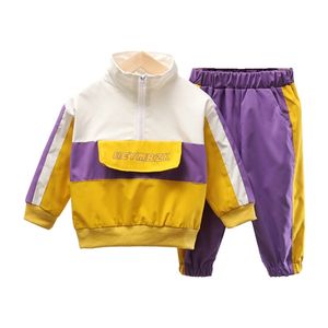 여자 아이를위한 패션 가을 아기 옷 안면 재킷 바지 2pcs/sets 소년 캐주얼 의상 유아 의류 어린이 트랙 슈트 220507