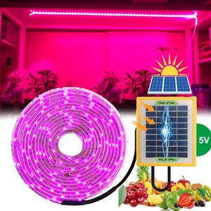 태양열 LED 전체 스펙트럼 램프 5V 방수 성장 라이트 스트립 2835 식물을위한 램프 구슬 온실 온실 품종 수경 드롭쉽