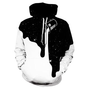 Erkek Hoodies Sweatshirts Siyah Döküm Süt Yıldızlı Boya Kovası Erkek Hoodie 3D Baskı Boyut Sonbahar ve Kış Büyük Boyutlu Kapüşonlu Terlemeler