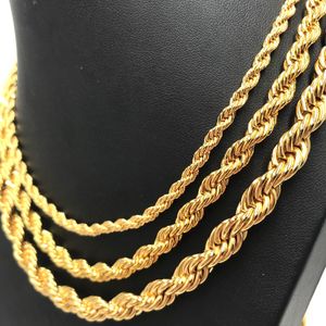 10pcs oro 3 / 4MM taglia collana a catena attorcigliata 16-30 pollici moda donna gioielli uomo semplice catena maglione gioielli prezzo di fabbrica può essere personalizzato