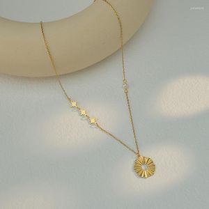 Collane a ciondolo in acciaio inossidabile texture irregolare collana rotonda per donne stelle minimalista a catena perle collare gioielli regalo regalo