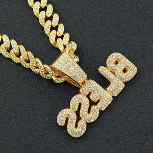 Hip Hop Fashion Diamond Letter Pendant Cuban Chain Necklace Hiphop Men Men Fashion Mass