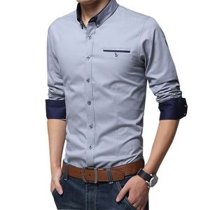 Lärlig Casual Social Formell Tröja Män Långärmad Shirt Business Slim Office Male Bomull Mens Klänning S Vit 4XL 5XL 220324