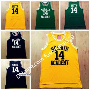 14 Will Smith Jersey The Fresh Prince of Bel Air Academy Yellow Green Black Basketball J Jerseys