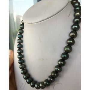 Tahitianische Grüne Perlenkette großhandel-Erstaunlich mmnaturale tahitianische Pfauengrüne Runde Perlenkette K