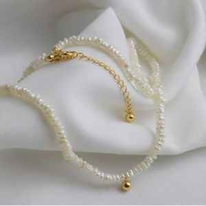 Hand knotted necklace white baroque freshwater pearl clavicle necklace 4-5mm pearls jewelry