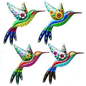 Dekorativa föremål Figurer 1st Metal Hummingbird Bird Wall Art For Garden Patio Yard Outdoor Statyes Decoration Hangings Ornament Home