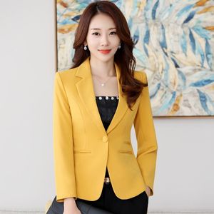 Ternos femininos Blazers Feminino Terno de escritório Blazer 2022 Primavera Outono Sólido Casual Botão Único Casaco Curto Manga Longa Jaquetas Femininas 5X