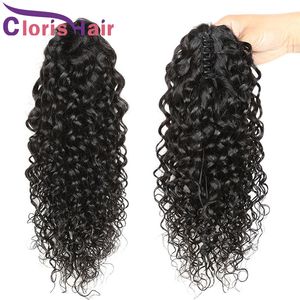 Water Wave Claw On Ponytails Clip In Extensions Raw Virgin Indian Human Hair Wet And Wavy Ponytail Hairpieces For Black Women