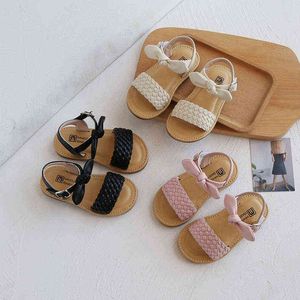 1-6 lat Baby Summer Fashion Bow Buty dla dzieci Małe dzieci buty Princess Buty Girl Sandals Sandals Miękkie skórzane sandały plażowe G220523