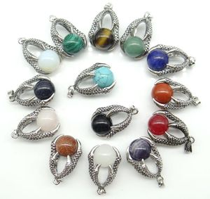 Wholesale diy dragon claws for sale - Group buy Charms PCSKraft beads Vintage Silver Plated Dragon Claw Ball Bead Natural Stone Pendant DIY Making Jewelry Necklace
