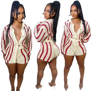 Casual Women Striped Sweater Two Piece Set Cardigan Coat Pants Slim Bodycon Streetwear Clothes For Women Outfit