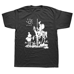 Erkek Tişörtler Picasso sanat boya komik pamuk tişört kısa kollu Don Quixote Knight Tişörtleri Giyim Doğum Mevcut