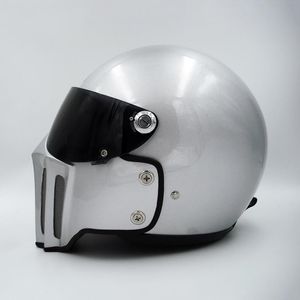 Hełm motocyklowy Hełm z maską z włókna szklanego i Visor Retro Vintage Full Face Big Vision ShellMotorcycle