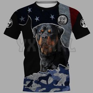 Męskie koszulki Summer Rottweiler 3D na całej drukowanej koszule zabawne pies tee tops unisexmen's