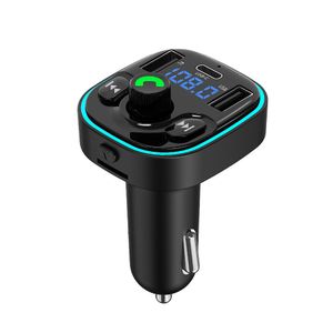 G47 FM Verici Araba Mp3 Çalar Renkli Işık Çift USB Tip C Şarj Cihazı Bluetooth 5.0 Elle Bükerlü Araba Kiti FM Modülatör