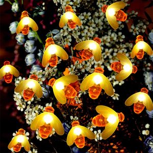 Waterproof Outdoor Cute Honey Bee LED Fairy String Lights USB/Battery Powered Christmas Garland Lights for Garden Fence Patio