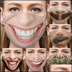 Designer Maschere Housekee Organizzazione Casa Giardino Volto divertente Mascarillas Emot Sorriso Barba Denti Cotone Sigaro Naso Respiratore Bocca