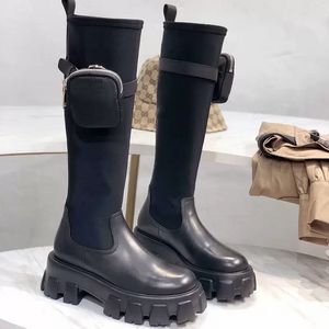 22SS 소녀 무릎 부츠 디자이너 여성 Rois Combat Boots 패션 무릎 높이 오토바이 부츠 진짜 가죽 탄성 여성 신발 40