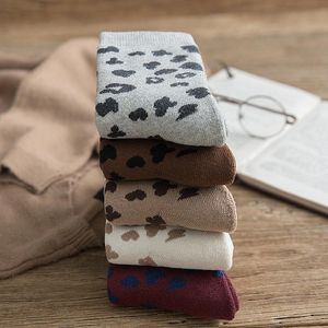 Socks & Hosiery Winter Women Spotted Leopard Print Cotton Terry Tube Thickened Warm Korean Japanese Style