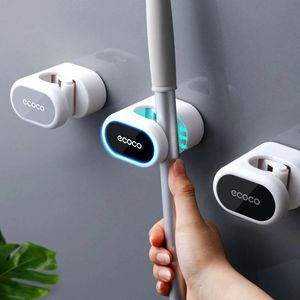 Stanzfreier Mopphalter, stanzfreier, an der Wand montierter Toilettenmopp-Aufbewahrungsständer, Viskose, starker Besenclip mit fester Schnalle