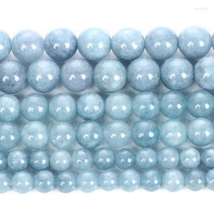 Altri Whosale Acquamarine Fascino di Pietra Naturale Perline Allentate Rotonde Per Monili Che Fanno Bracciali Fai Da Te Collana Orecchino 6/8/10 MM Wynn22