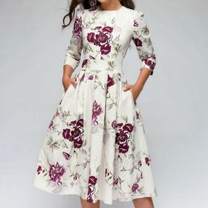 Skirts Women Elegent A-line Vintage Printing Party Dress Vestidos Bodycon Evening Long Midi DressesSkirts