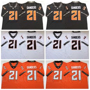 NCAA College Football Oklahoma State 21 Barry Sanders Jerseys 1986-1988 Sezon Orange Black White Team Color University oddychający WSZYSTKIE WYSOKIE WYSOKIE