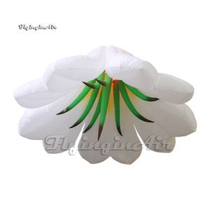 Asılı Beyaz Şişme Zambak Çiçek 2 M / 3 M Sarkık Aydınlatma Hava Bloğan Çiçek Açan Çiçek Karnaval Sahne Dekorasyon için