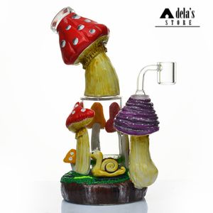 Pipa ad acqua per funghi Bong in vetro da 10 pollici Narghilè con vari stili di spessore 4 mm dipinti a mano