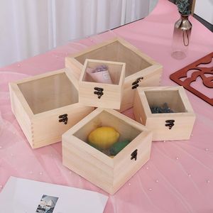 Storage Boxes & Bins Wooden Box Home Organizer Handmade Gift Craft Jewelry Case DIY Supplies BoxsStorage