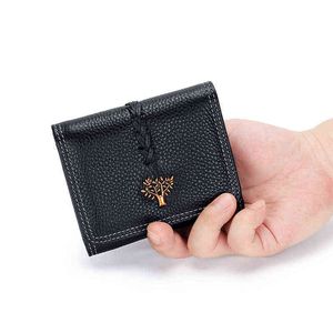 Leather Three Fold Wallet Women's Wallet Folding Top Leather Short Wallet Women 220712