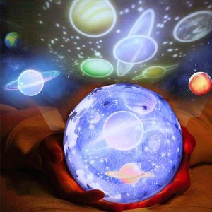 Nattljus Led Galaxy Projektor för barn Sovrum Lampa Starry Sky Light Star Färgglada Roterande Födelsedag Chrismas Present Hem Planetariu