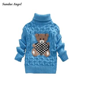 Sundae Angel Casual Boy Girl Sweters for Kids Wool Turtleck Cartoon Pattern Spring Autumnwinter Girls Sweter LJ201128