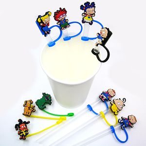 Acessórios de palha de silicone macio de viagem personalizados para viagem, pingentes, plugue de poeira reutilizável à prova de respingos decorativos de 8 mm para festas